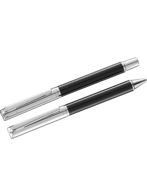 Steelpen Elite Serisi 5083 Plus Krom Siyah Dolma Kalem +Tükenmez Kalem