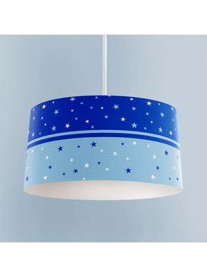 PremiumPort Mavi Lacivert Yıldız Desenli Bebek ve Çocuk Odası Avizesi