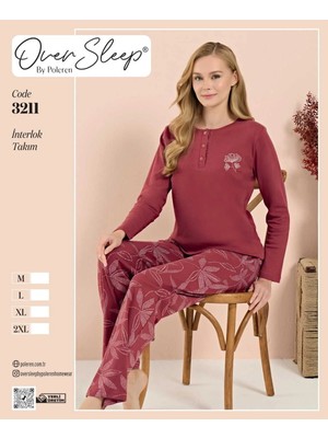 Sleep Interlok Poleren Acık Kırmızı U.kol Pijama Takım