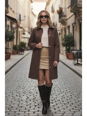 Sacrosa Dikiş Detaylı Tasarım Kaşe Kaban