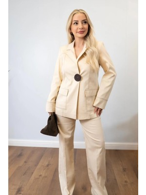 Muna Boutique Minera Bej İthal Yüksek Bel Alt Üst Takım