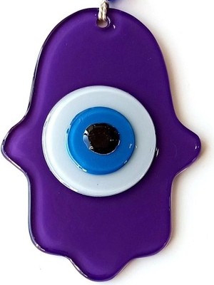 Nemere Nazar Boncuklu Mor Renk Fatma Ana Bereket Eli Cam Duvar Süsü