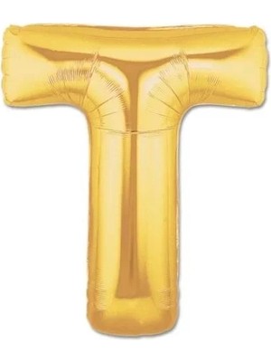 Midas Toptan Home Altın Sarısı Folyo T Harfi Balon 1 Metre
