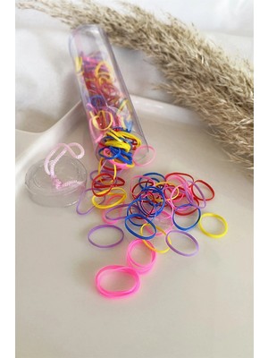 Stone Family Karışık Renk Şeffaf Tüp Ambalajlı Küçük Lastik Toka Seti - Saç Örgü Tokası
