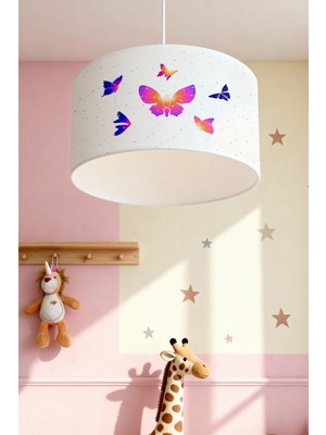 PremiumPort Renkli Çocuk Odası Avizesi, Kelebek Desenli, Şık ve Işıltılı Tasarım