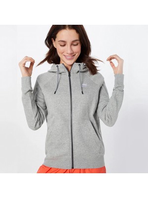 Nike Sportswear Essential Kadın Kapüşonlu Gri Sweatshirt 2024 Sezonsuz Düz Desenli Rahat Kesim