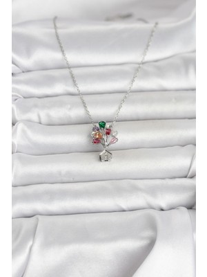 ForWhat Zarif Boyunlar Için Silver Çelik Zincirli Uçan Balon Ev Stil Kadın Kolye