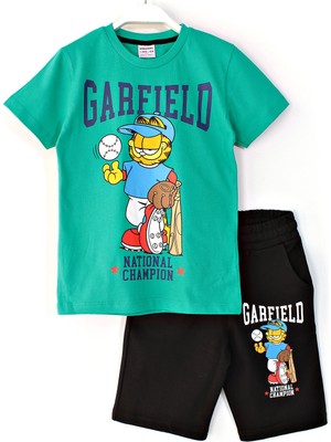 Dobakids Garfield Baskılı Erkek Çocuk Yazlık 2'li Takım 8-15 Yaş Yeşil 001-0001888