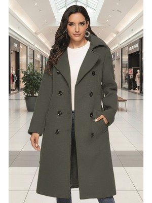 Sacrosa Kemer Detaylı Aksesuarlı Kaşe Kaban