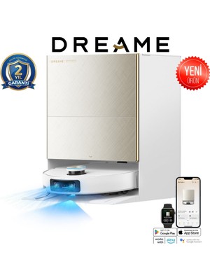 Dreame x Ultra Complete Amiral Gemisi Robot Süpürge 2 Kameralı Yapayzeka, 35000PA Ultra Yüksek Emiş Gücü, Ultra Ince Tasarım 9cm Engel Aşma, Akıllı Aydınlatma ile Kir Algılama Sistemi