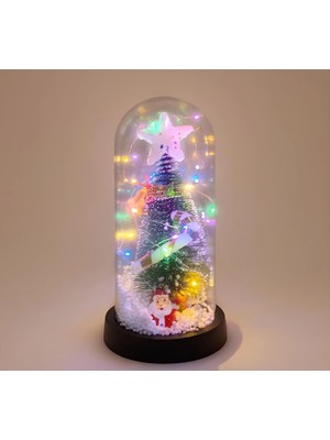 Ynt İthalat Yılbaşı Temalı Işıklı Dekoratif Cam Fanus ALK5077