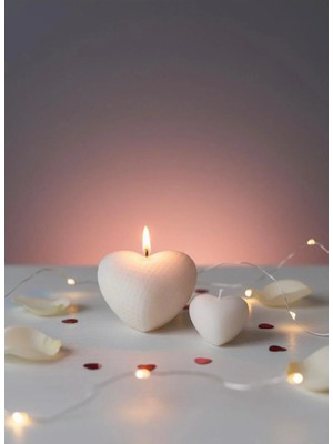 Varkal 2’li Beyaz Kalp Model Mum Seti – Dekoratif El Yapımı