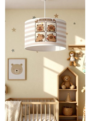 PremiumPort Renkli Kapibara ve Kurdele Desenli Çocuk Odası Avizesi