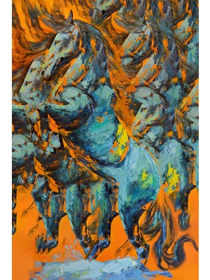 Aden Dijital Dekoratif At Temalı  Kanvas Tablo