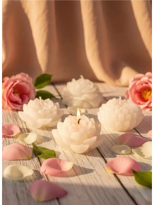 Varkal 4'lü Ikandinav Tarzı Gül Motifli Yüzen Mum Set - Dekoratif El Yapımı