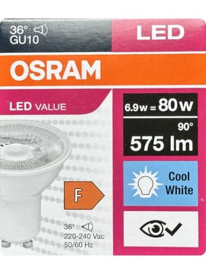 Avarson (1 Adet) Ledvance 6,9W GÜNIŞIĞI-ILIK Beyaz (4000K) GU10 Duylu LED Spot Ampul