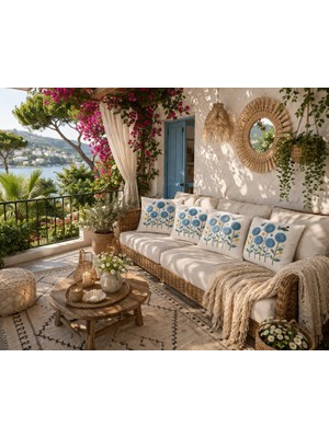 Ber-Tun Tekstil Papatya Desenli Kırlent Kılıfı 4'lü Takım