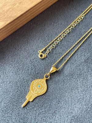 Aida Jewelss 925 Ayar Gümüş El Işlemesi Firuze Taşlı Anahtar Şans Gümüş Kolye 45CM