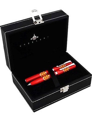 Steelpen Force Serisi 8602 Sarı Kırmızı Dolma Kalem+Tükenmez Kalem