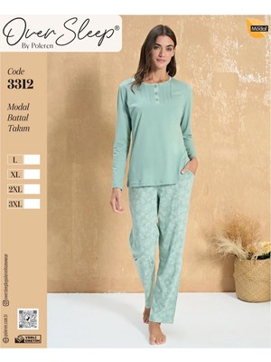 Sleep Poleren Yeşil Modal Battal Pijama Takım