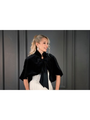 Sed da Exclusive Siyah   Uzun  Fiyonklu   Gelin   Etol   Kürkü,  Bolero