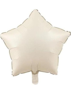 Dizayn Parti Evi Dzyn Krem Yıldız Folyo Balon 45 cm Helyum Uyumlu Doğum Günü Parti Süsü