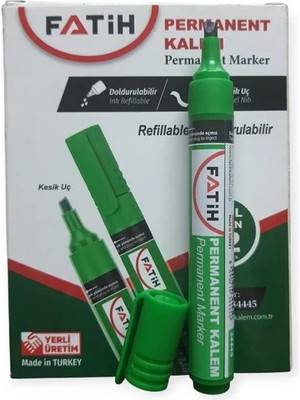 Fatih Doldurulabilir Yeşil Renk Marker Koli· Kalemi· Kesik Uç 4.5mm 12'li Paket