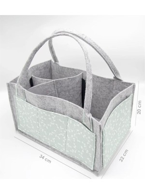 Markaon  keçe Anne Bebek Bakım Çantası 772 Yeşil Çiçek