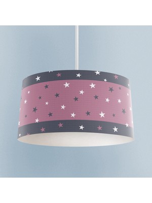 PremiumPort Büyük Pembe Yıldız Desenli Çocuk Odası Avizesi, Şık ve Işıltılı Tasarım