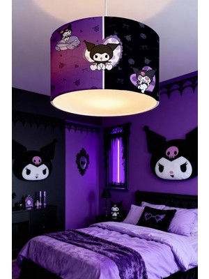 PremiumPort Mor Siyah Kuromiler Desenli Çocuk Odası Avizesi, Şık ve Sade Tasarım