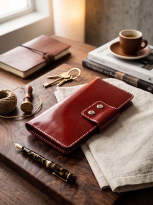 Luna Luster Hakiki Deri Vintage Tasarım Unisex Telefon Bölmeli Seyahat Cüzdanı & Pasaportluk & Portföy Çanta