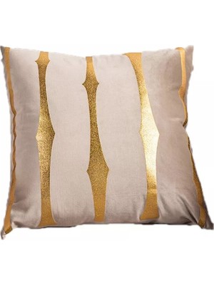 Diva Home Kadife Suni Deri Detaylı Dekoratif Kırlent Kılıfı 43X43 cm – Şık Salon Yastığı