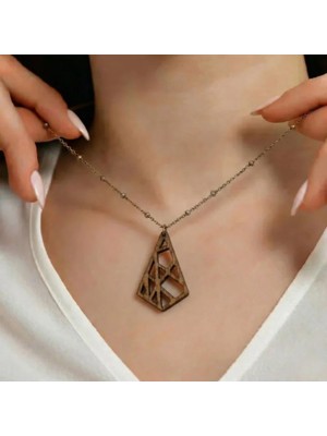 Koçak Takı Ahşap Kolye Modern Özgün Minimalist Takı Model No 294