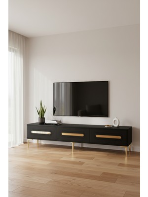 Ceneyra TSA1806AG - Rany TSA180 Tv Stand, Tv Sehpası ve Tv Ünitesi 180CM Antrasit-Gold
