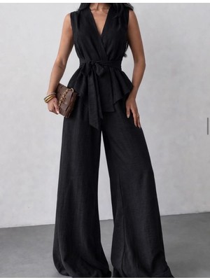 Susen Giyim Modal Kumaş Kuşaklı Yelek Pantolon Takım