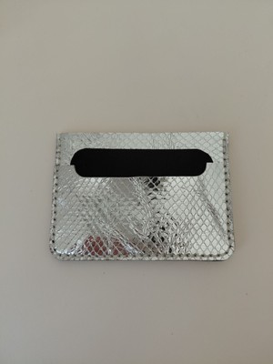 Luna Luster Hakiki Deri Gümüş Yılan Derisi Tasarım Kadın Kartlık &cüzdan