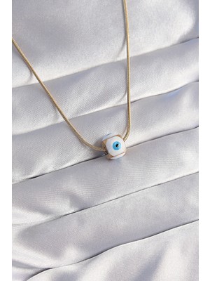 İsingir Shopping Çelik Gold Renk Mineli Nazar Model Kolye