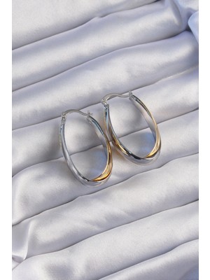 İsingir Shopping Pirinç Gold Gümüş Renkli Uzun Kıvrımlı Küpe