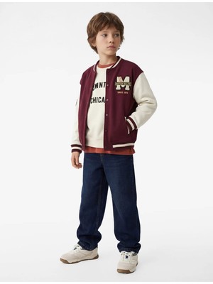 Koton Erkek Çocuk Nakışlı Cepli Renk Bloklu Uzun Kollu Bisiklet Yaka Kolej Ceket 6SKB30016TK