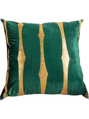 Diva Home Kadife Suni Deri Detaylı Dekoratif Kırlent Kılıfı 43X43 cm – Şık Salon Yastığı