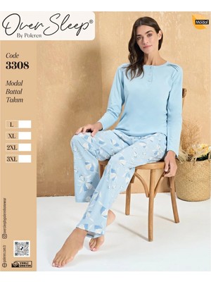 Sleep Poleren Mavi Modal Battal Pijama Takım
