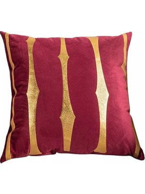 Diva Home Kadife Suni Deri Detaylı Dekoratif Kırlent Kılıfı 43X43 cm – Şık Salon Yastığı