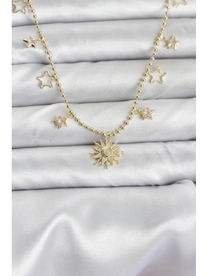 İsingir Shopping Pirinç Gold Renk Güneş Model Kadın Kolye