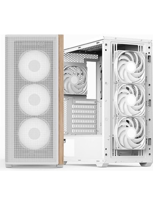 Aero Cool Aerocool Ae D501A Wh 4X12CM  Fanlı Ahşap Ön Panel Tempered Cam Yan ve Mesh Ön Panel, USB Type-C,atx