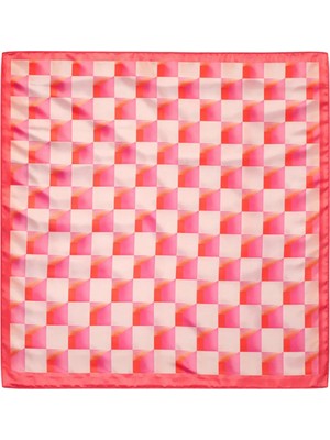 Nergis Collection Pembe Geometrik Desenli 70X70 Fular – Büyük Boy Şık Kadın Boyun Fuları