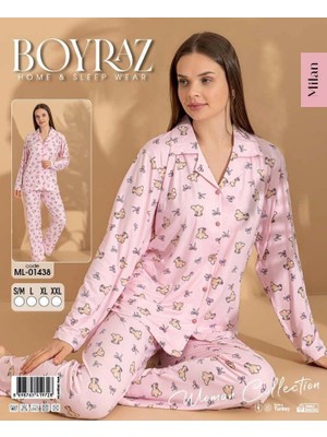 Boyraz ML-01438 Kadın Uzun Kol Boydan Düğmeli Pijama Takımı