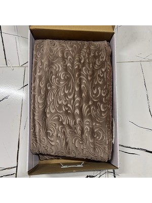 Sarar Gold Embos Çift Kişilik Battaniye Koyu Vizon