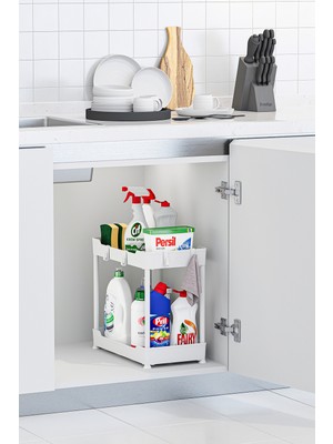 Orlea Beyaz 2 Katlı Düzenleyici Mutfak ve Banyo Rafı