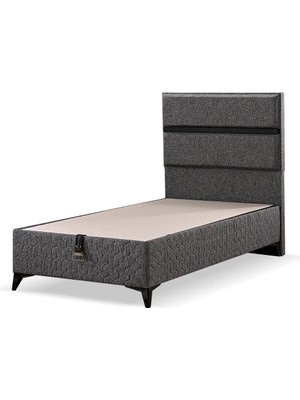 Mona Yatak Polo Lüks Tek Kişilik Gri Baza Seti – Keten Kumaşlı, Modern ve Dayanıklı Tasarım