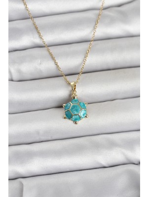 İsingir Shopping Çelik Zincir Gold Renk Kaplumbağa Model Kadın Kolye